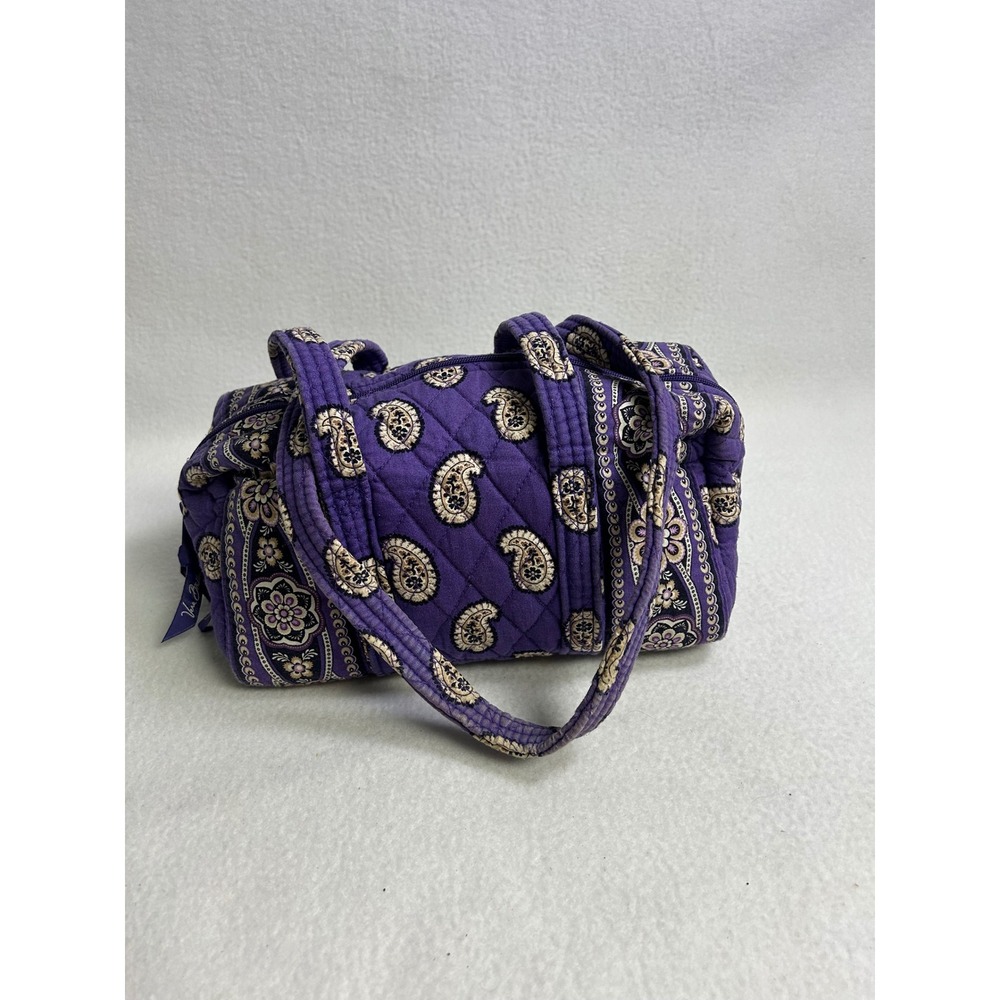 Boho Cottagecore Vera Bradley Womens Small Purple Paisley Quilted Barrel Bag